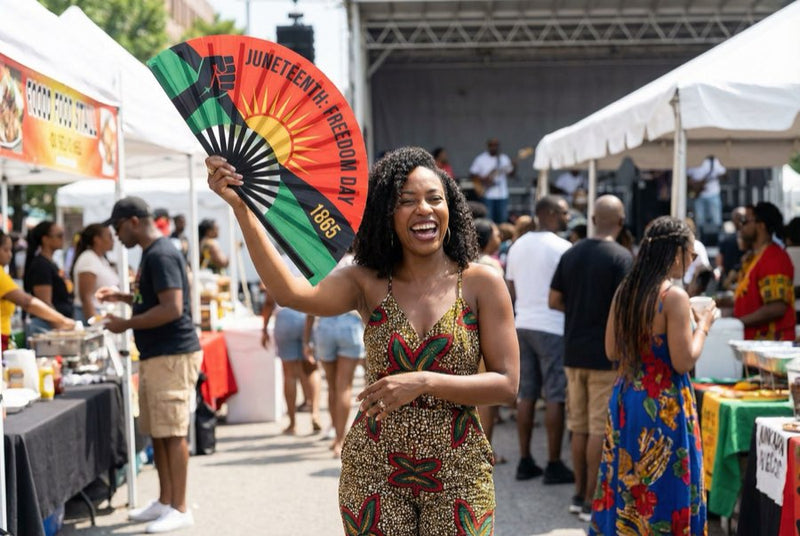 Custom bamboo fans in use — Custom Fans for HBCU Events