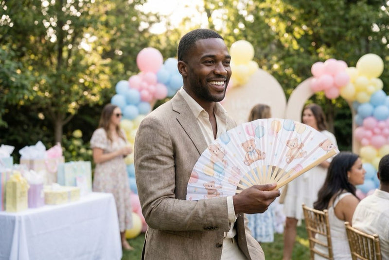 Custom hand fans at an event