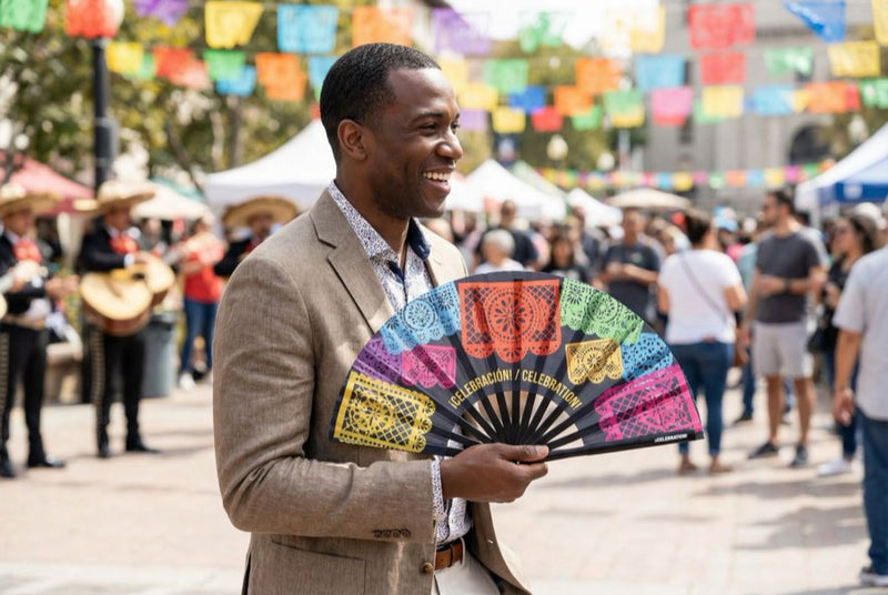 Custom hand fans at an event
