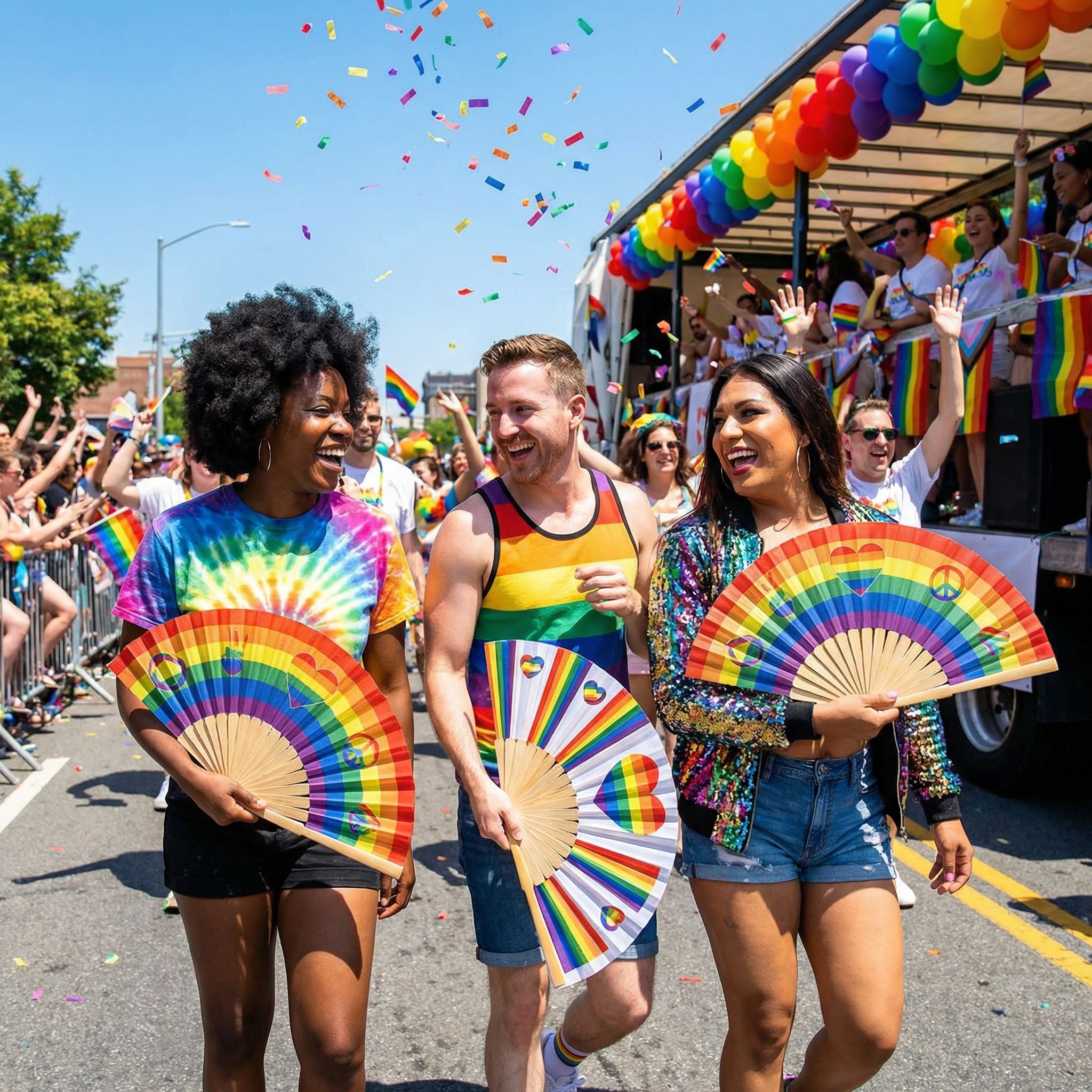 Pride festival with custom fans