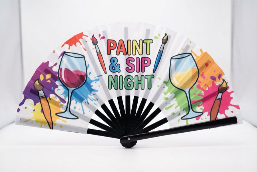 Custom Fans with Social Media Handles — custom bamboo hand fans