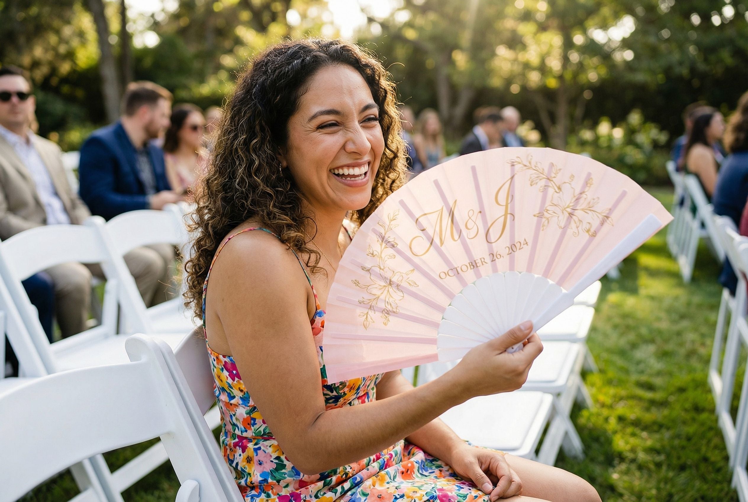 Wedding reception with custom fans